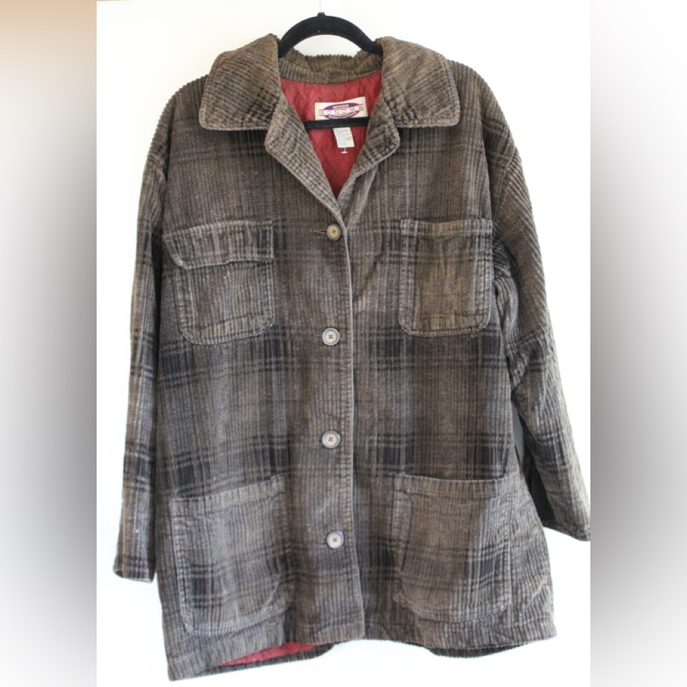 100% cotton shell Plaid Corduroy Jacket - Brown
